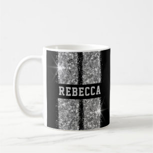 Personalisierter Name des Silver Racing Strips Kaffeetasse