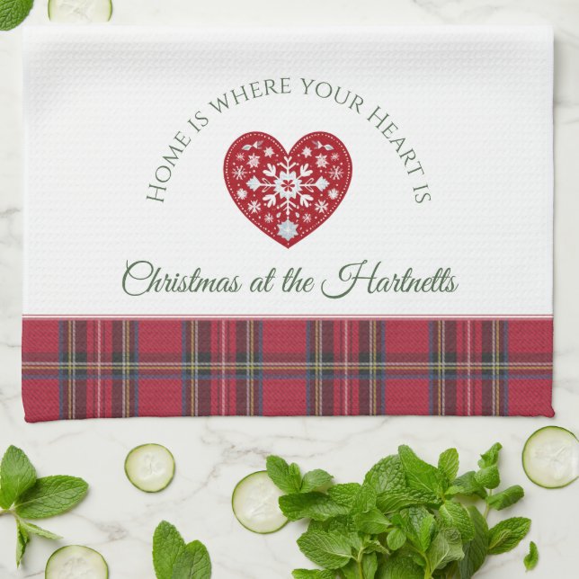 Personalisierter Name des Skandinavischen Herzens Geschirrtuch (Gefaltet)