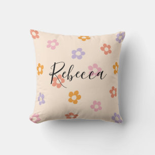 Personalisierter Name des Skriptes Colored Daisy P Kissen