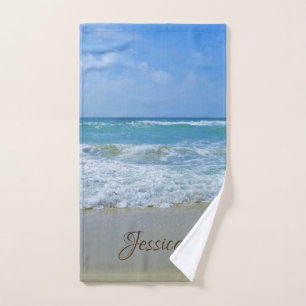 Personalisierter Name des Strandes und des Meeres Handtuch