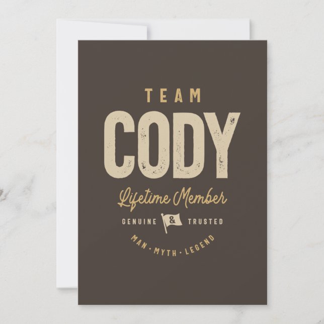 Personalisierter Name des Team Cody Lifetime-Mitgl Einladung (Vorderseite)