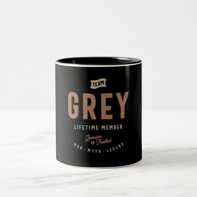 Personalisierter Name des Team Gray Lifetime-Mitgl Zweifarbige Tasse (Mittel)