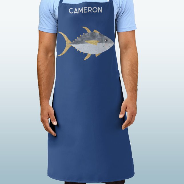 Personalisierter Name des Thunfischs Schürze (Fun Yellowfin Tuna fish personalized name apron)