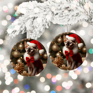Personalisierter Name des Tieres Foto Sphynx Weihn Keramik Ornament