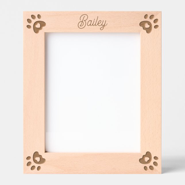 Personalisierter Name des Tieres Hunde Herz-Paw Dr Geätzte Rahmen (Vorderseite)