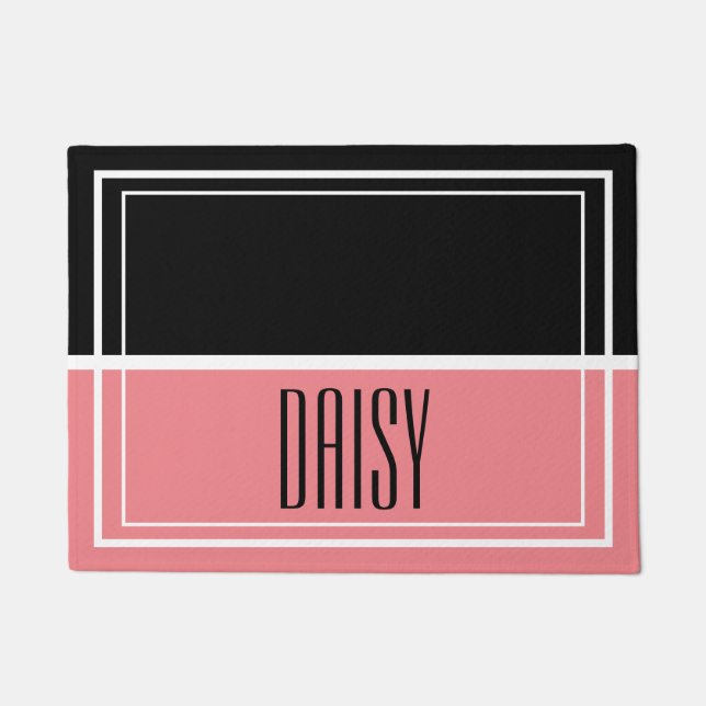 Personalisierter Name des Tieres Rosa Nahrungs- un Fußmatte (Vorderseite)