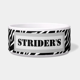 Personalisierter Name des Tieres Zebra Print Bowl Napf
