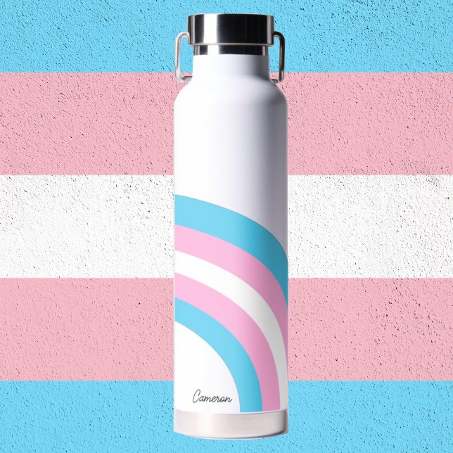 Personalisierter Name des Transgender-Regenbogenfa Trinkflasche (Von Creator hochgeladen)