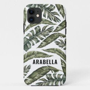 Personalisierter Name des tropischen Blatts und An Case-Mate iPhone Hülle