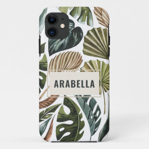 Personalisierter Name des tropischen Blatts und An Case-Mate iPhone Hülle