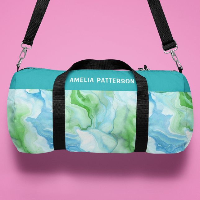 Personalisierter Name des Wasserfarben-Marmormuste Duffle Bag (Von Creator hochgeladen)