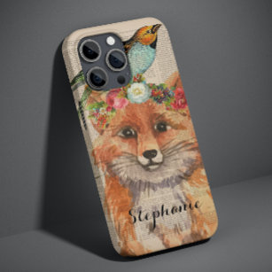 Personalisierter Name des Wasserfarbenfoxs Floral  Case-Mate iPhone 14 Hülle