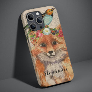 Personalisierter Name des Wasserfarbenfoxs Floral  Case-Mate iPhone 14 Hülle