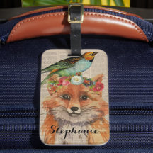 Personalisierter Name des Wasserfarbenfoxs Floral