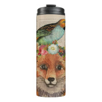 Personalisierter Name des Wasserfarbenfoxs Floral