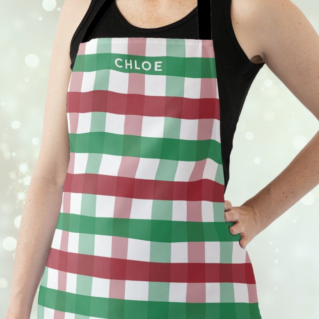 Personalisierter Name des Weihnachtsgrün Kariert N Schürze (Von Creator hochgeladen)