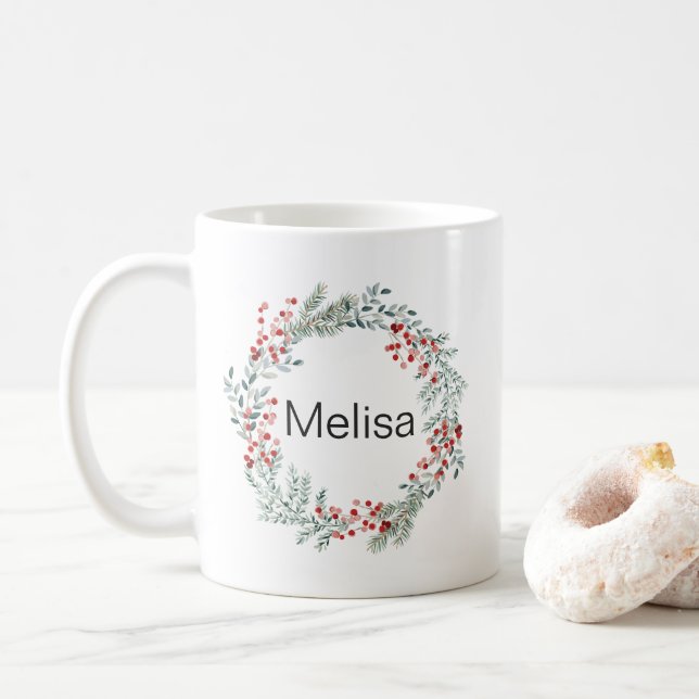 Personalisierter Name des Weihnachtsschadens Kaffeetasse (Mit Donut)