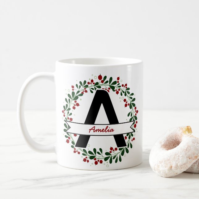 Personalisierter Name des Weihnachtsschreibens Kaffeetasse (Mit Donut)