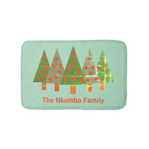 Personalisierter Name des Weihnachtswaldes Badematte