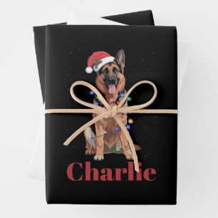 Personalisierter Name Deutscher Schäferhund Weihna Geschenkpapier Set