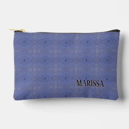 Personalisierter Name dezentes Diamantmuster Blau  Zubehörtasche