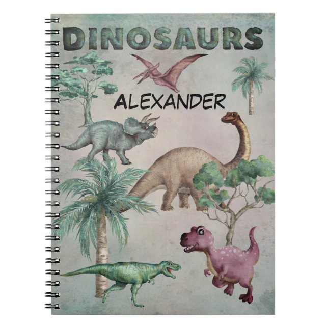 Personalisierter Name Dino Dinosaur-Notebook für J Notizblock (Vorderseite)
