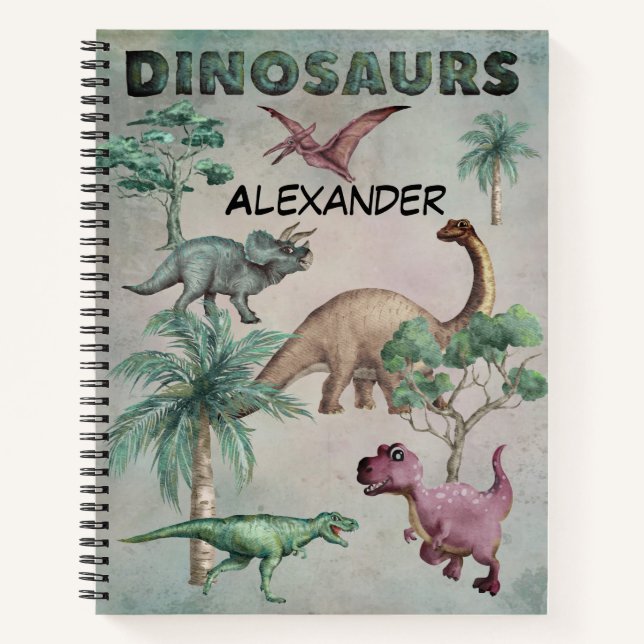 Personalisierter Name Dino Dinosaur-Notebook für J Notizbuch (Vorderseite)