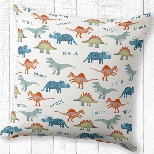 Personalisierter Name Dinosaurier Kissen (Fun and unique personalized child's name dinosaur pillow for nursery or kid's room)
