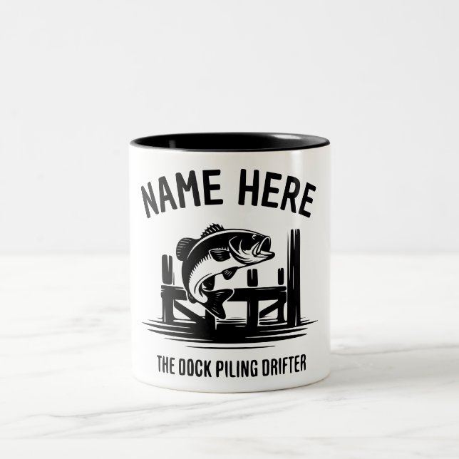 Personalisierter Name Dock Schatten Bass Zweifarbige Tasse (Mittel)