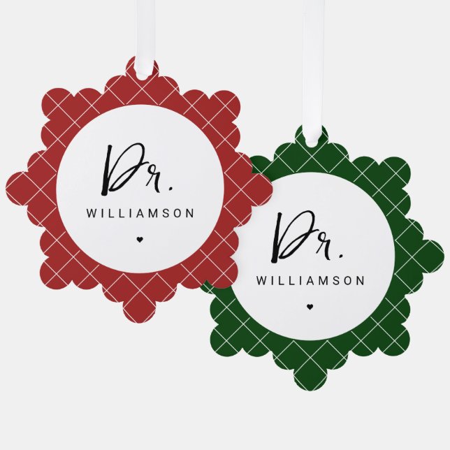 Personalisierter Name Dr. Minimalistisch Doctor Ornament Karte (Vorderseite/Rückseite)