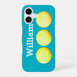Personalisierter Name, drei Tennisbälle in einer R iPhone 16 Hülle