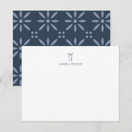 Personalisierter Name Dusty Blue Schleife Mitteilungskarte