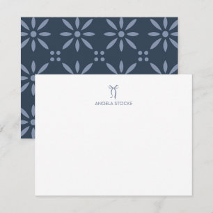 Personalisierter Name Dusty Blue Schleife Mitteilungskarte