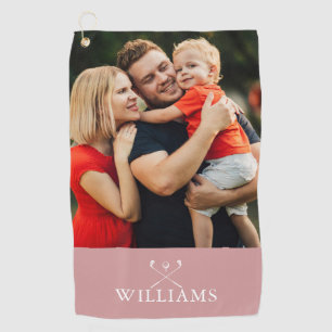 Personalisierter Name Dusty Rose Pink Foto Golfhandtuch