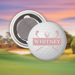 Personalisierter Name Dusty Rose Pink Golfball Magnet