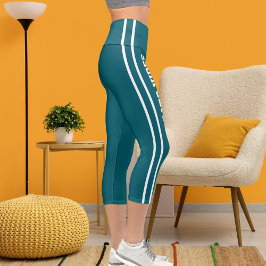 Personalisierter Name Eigener weißer, dunkler, Aqu Capri Leggings