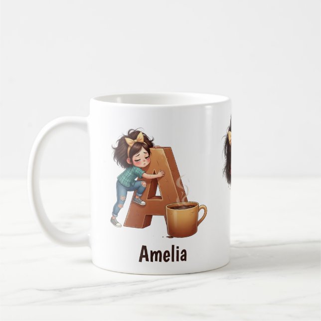 Personalisierter Name & Ein verschlafener Morgen P Kaffeetasse (Links)