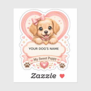 Personalisierter Name eines Golden Retriever-Welpe Aufkleber