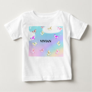 personalisierter Name Einhorn  Baby T-shirt