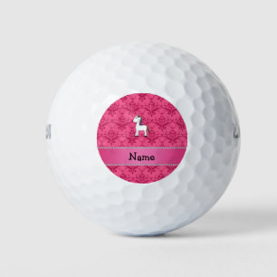 Personalisierter Name Einhorn-Rosa-Damast Golfball