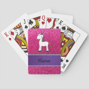 Personalisierter Name Einhorn Rosa Glitzer Spielkarten