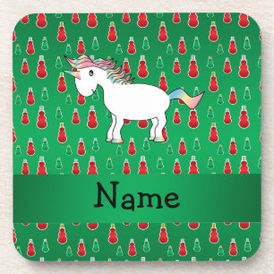Personalisierter Name Einhorn-Schneemann Getränkeuntersetzer
