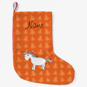 Personalisierter Name einhornige Orangenbäume Kleiner Weihnachtsstrumpf