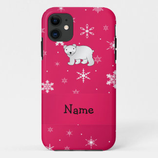 Personalisierter Name Eisbär Rosa Schneeflocken Case-Mate iPhone Hülle