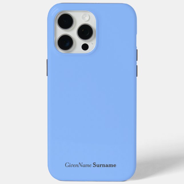 Personalisierter Name Elegant Einfache Pastel Blau Case-Mate iPhone Hülle (Rückseite)