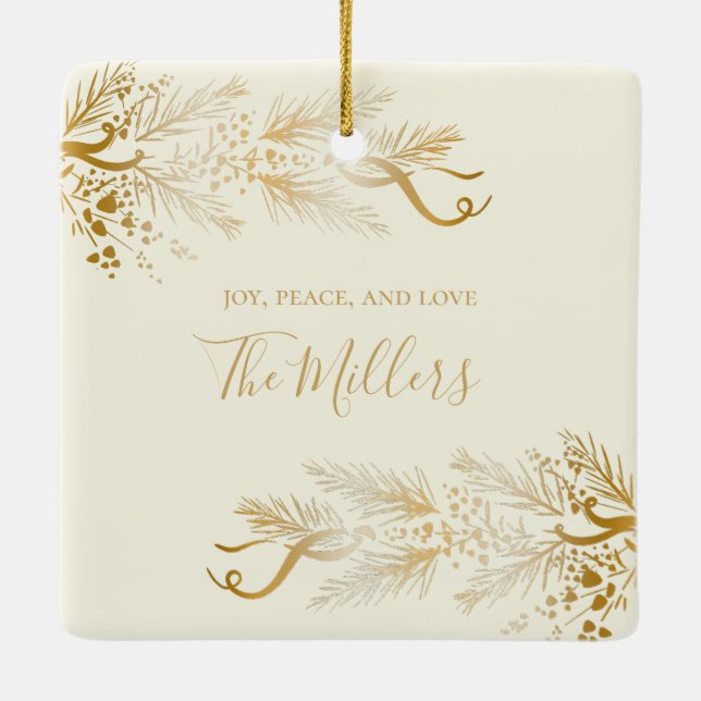 Personalisierter Name Elegant Einzigartig Frohe We Keramikornament (Rückseite)