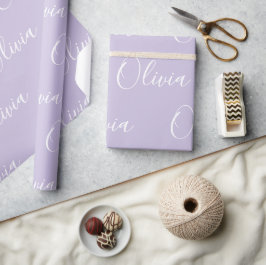 Personalisierter Name Elegant Lila Modern Geschenkpapier