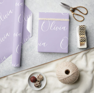 Personalisierter Name Elegant Lila Modern Geschenkpapier