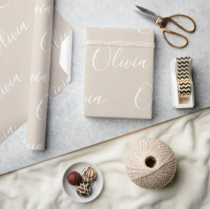 Personalisierter Name Elegant Neutral Beige Modern Geschenkpapier