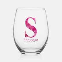 Personalisierter Name Elegant Pink Floral Monogram